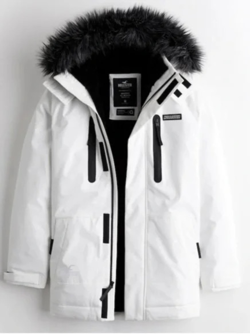 Hollister Men's Faux Fur All-Weather Parka Jacket Coat Winter Snowboard Size XL